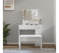Ensemble de Coiffeuse avec LED Blanc Brillant Bois d'Ingénierie Table vidaXL