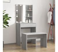 Ensemble de Coiffeuse avec LED Blanc Brillant Bois d'Ingénierie Table vidaXL