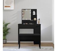 Vidaxl Ensemble De Coiffeuse Avec Led Noir Bois D'ingénierie Marron