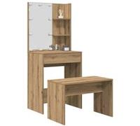 Ensemble de coiffeuse avec LED chêne artisanal bois ingénierie Marron G
