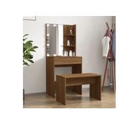 Ensemble de coiffeuse avec LED Chêne marron Bois d ingénierie Marron G