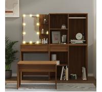 vidaXL Ensemble de coiffeuse 3114106 en chêne marron, bois d'ingénierie avec LED