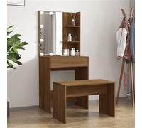 Ensemble de table de maquillage LED 2 pc Bois d'ingénierie Vanité Table vidaXL v