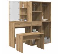 Ensemble de Coiffeuse avec LED Chêne Marron Bois d'Ingénierie Table vidaXL
