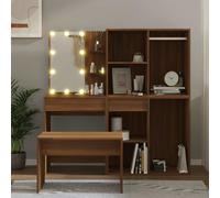 vidaXL Ensemble de coiffeuse 3114106 en chêne marron, bois d'ingénierie avec LED