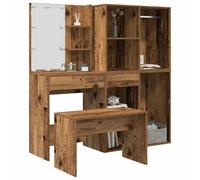 vidaXL Ensemble de coiffeuse avec LED vieux bois bois d'ingénierie