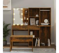 vidaXL Ensemble de coiffeuse avec LED Chêne fumé Bois d'ingénierie3114104 bois G