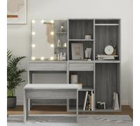 Ensemble de Coiffeuse avec LED Chêne Marron Bois d'Ingénierie Table vidaXL