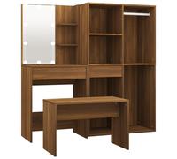 Ensemble De Coiffeuse Avec Led Chêne Marron Bois D'ingénierie Vidaxl Vidaxl Marron