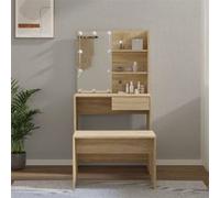 vidaXL Ensemble de coiffeuse Chêne Sonoma en bois d'ingénierie avec LED