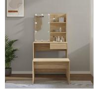 Vidaxl Ensemble De Coiffeuse Avec Led Chêne Sonoma Bois D'ingénierie Marron