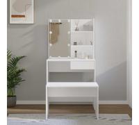 vidaXL Ensemble de coiffeuse 3114107 – LED, bois blanc, table à bijoux