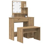 Ensemble de coiffeuse avec LED vieux bois bois d ingénierie Marron G
