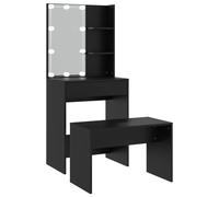 vidaXL Ensemble de Coiffeuse avec LED, Table de Maquillage avec Tabouret et Miroir, Coiffeuse Cosmétique Chambre à Coucher, 3114132