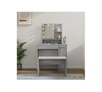 Vidaxl Ensemble De Coiffeuse Avec Led Sonoma Gris Bois D'ingénierie Marron