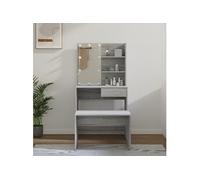 Ensemble de Coiffeuse avec LED Gris Béton Bois d'Ingénierie Table vidaXL