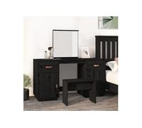vidaXL Ensemble de coiffeuse avec miroir noir bois de pin solide3107838 Noir G