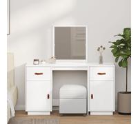 Ensemble de Coiffeuse avec Miroir Table Marron Miel Bois de Pin Massif vidaXL