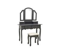 Vidaxl Ensemble De Coiffeuse Avec Tabouret Gris 100x40x146cm Paulownia Gris