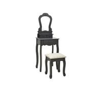 Vidaxl Ensemble De Coiffeuse Avec Tabouret Gris 50x59x136 Cm Paulownia Gris