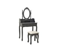 Ensemble de coiffeuse avec tabouret Gris 75x69x140 cm Paulownia289317