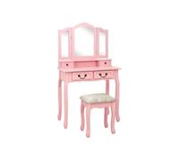 Ensemble de coiffeuse avec tabouret Rose 80x69x141 cm Paulownia