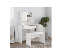 vidaXL Ensemble de coiffeuse Table de maquillage avec tabouret 86,5x35x136 cm Blanc 3114147