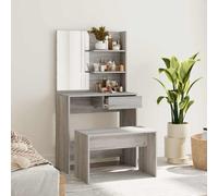 Ensemble de Coiffeuse Chêne Fumé 74,5x40x141 cm Table de Maquillage vidaXL