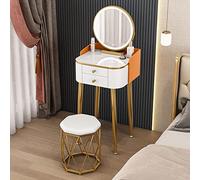 Ensemble de coiffeuse compact avec tabouret rembourré - Coiffeuse élégante pour petites chambres, station de maquillage avec grand espace de rangement, parfaite pour les essentiels de beauté