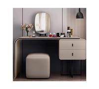Ensemble de coiffeuse de luxe élégante avec miroir et tabouret - Coiffeuse de maquillage moderne pour chambre de fille, finition champagne, 80 cm design élégant