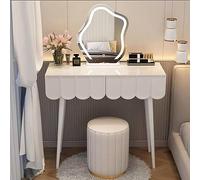 Ensemble de coiffeuse de maquillage avec grande capacité de rangement, miroir haute définition et tiroirs coulissants silencieux, avec lumières zonées, imagerie claire, tabouret non inclus