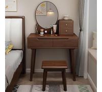 Ensemble de coiffeuse élégante avec grand miroir et tabouret : coiffeuse en bois à 3 tiroirs pour chambre à coucher et dressing. Bureau de maquillage élégant pour nization et décoration.