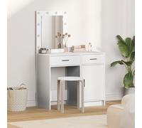 Ensemble de coiffeuse en 2 pièces avec éclairage LED en bois blanc
