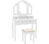 Paulownia Ensemble de Coiffeuse et Tabouret Noir Table de Maquillage vidaXL