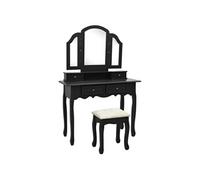 Ensemble de coiffeuse et tabouret Noir 100x40x146 cm Paulownia289324