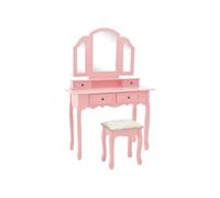 Paulownia Ensemble de Coiffeuse et Tabouret Noir Table de Maquillage vidaXL