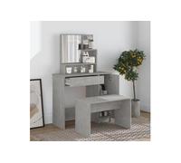 vidaXL Ensemble de coiffeuse Gris béton 86,5 x 35 x 136 cm