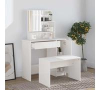 vidaXL Ensemble de coiffeuse Blanc brillant 86,5 x 35 x 136 cm