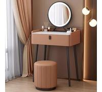 Ensemble de coiffeuse lumineuse à DEL de 60 cm avec tabouret rembourré, couleur orange élégante pour chambre à coucher, studio, parfaite pour les amateurs de beauté