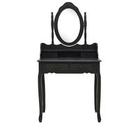 Ensemble de coiffeuse - minimaliste moderne - avec tabouret Noir 75x69x140 cm Paulownia(51912) ZLH