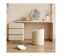 Ensemble de coiffeuse moderne avec miroir de maquillage LED et chaise à 3 tiroirs, coiffeuse beige simple pour femmes et filles, station de maquillage parfaite (L 80 cm)