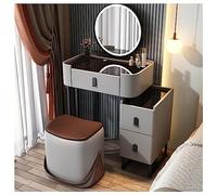 Ensemble de coiffeuse moderne avec miroir lumineux, chaises, tiroirs et armoire de 70 cm de haut, table de maquillage élégante pour chambre à coucher, dressing et décoration d'intérieur
