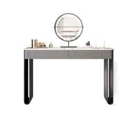 Ensemble de coiffeuse rose avec miroir et lumières, petite commode avec 3 modes d'éclairage, tiroir de rangement et tabouret rembourré pour femme - 50 cm, gris - Élégant et fonctionnel