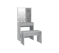 Ensemble de coiffeuse tabouret avec led 60 x 40 x 140 cm bois d'ingénierie gris 02_0006289