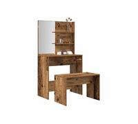 vidaXL Ensemble de Coiffeuse Vieux Bois Bois d'ingénierie, Coiffeuse, Table de Maquillage, Coiffeuse de Chambre, Table de Toilette