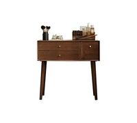 Ensemble de coiffeuse vintage en noyer - Coiffeuse élégante avec miroir, tiroir de rangement et tabouret - Meuble de chambre compact pour les petits espaces - Design élégant en bois