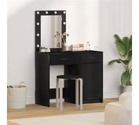 vidaXL Ensemble de coiffeuses 2 pièces avec LED en bois d'ingénierie noir