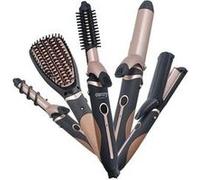 Ensemble de coiffure 5 en 1 - brosse à lisser plaques ondulantes 3d, sertissage - pince à friser - camry cr 2024