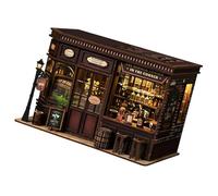 Ensemble de coins de livres à LED classiques - Modèle de bistrot européen pour décoration de la maison, collectionneur, bistrot, projet d'assemblage de construction miniature avec LED pour étagère