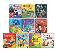 Ensemble de collection de 10 livres plats pour enfants Fairytale Classics (La Belle au bois dormant, Jack et le haricot magique, Rumpelstiltskin, Les trois boucs bourrus et PLUS !)